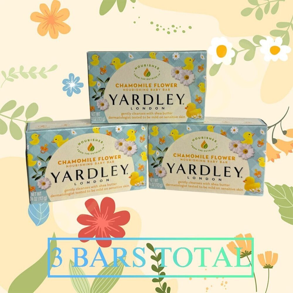 3 Yardley® London Chamomile Flower NOURISHING BABY Bath BAR Soap 4oz - Picture 4 of 9